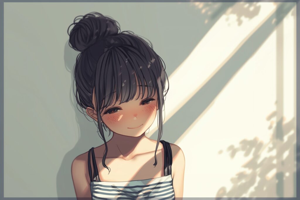 お団子ヘア女子０