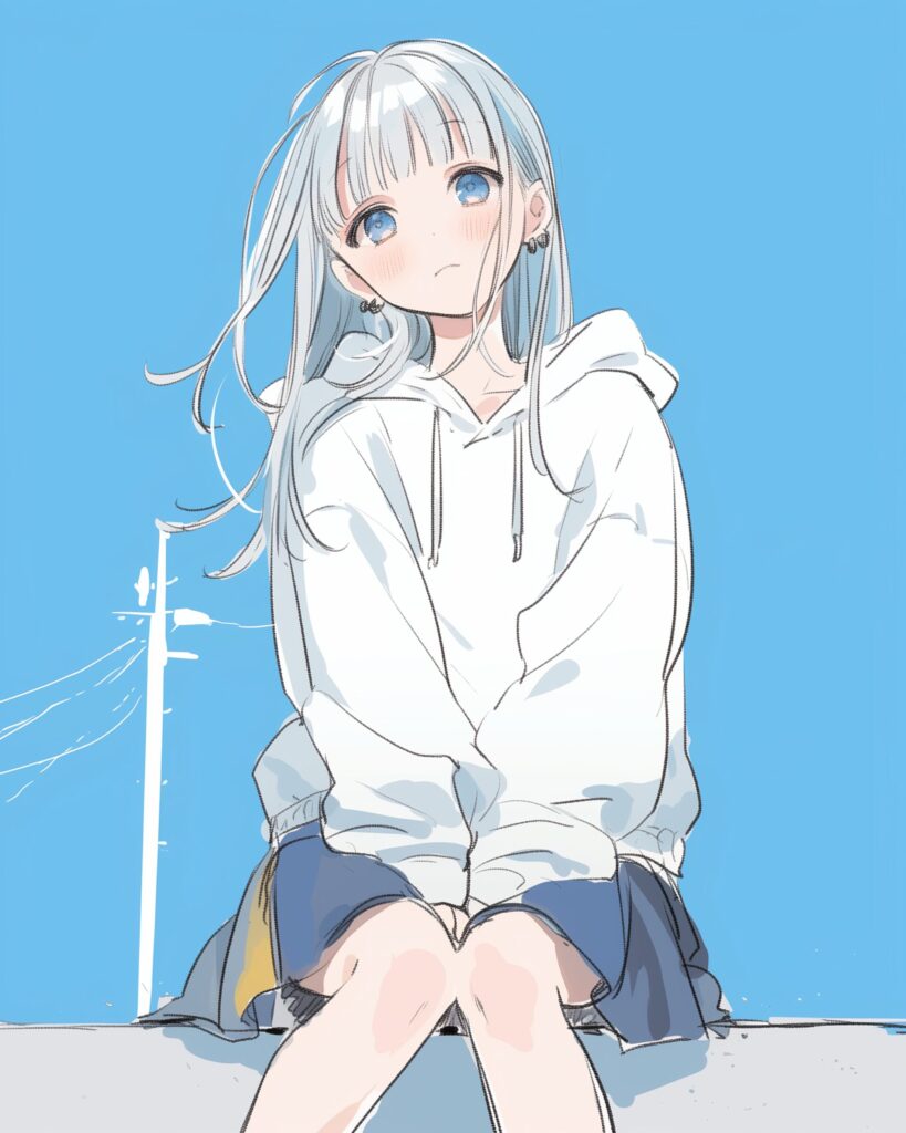 銀髪恥ずかしがり女子０