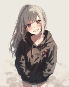 黒パーカー女子０