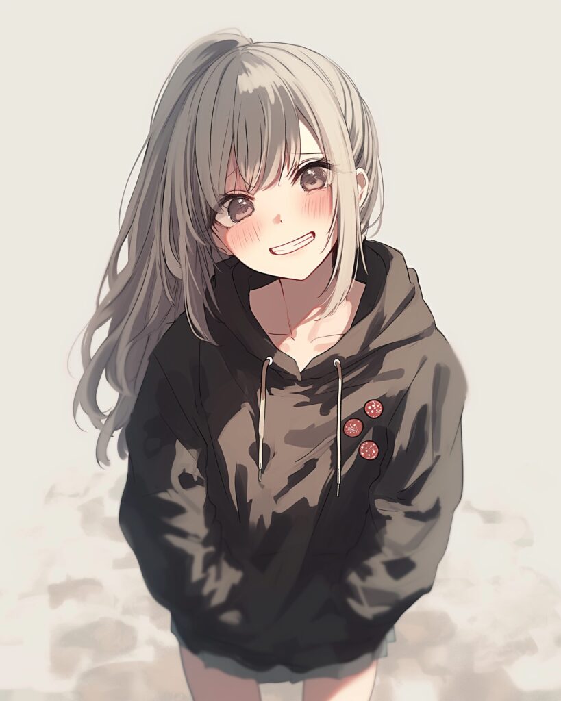 黒パーカー女子０