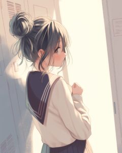 お団子ヘア女子０