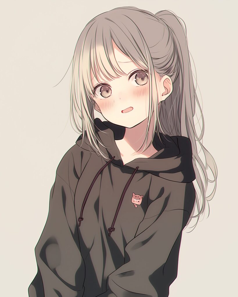 黒パーカー女子０