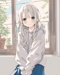 銀髪恥ずかしがり女子０