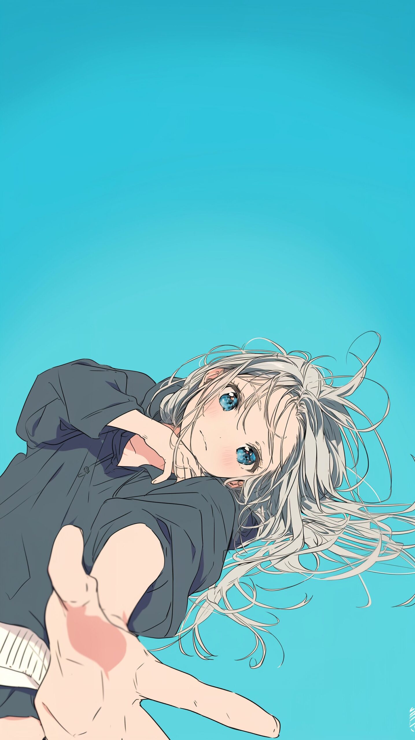 【壁紙】銀髪寝転び女子0