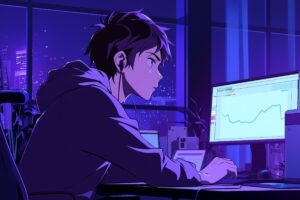 パソコンで仕事する男性０