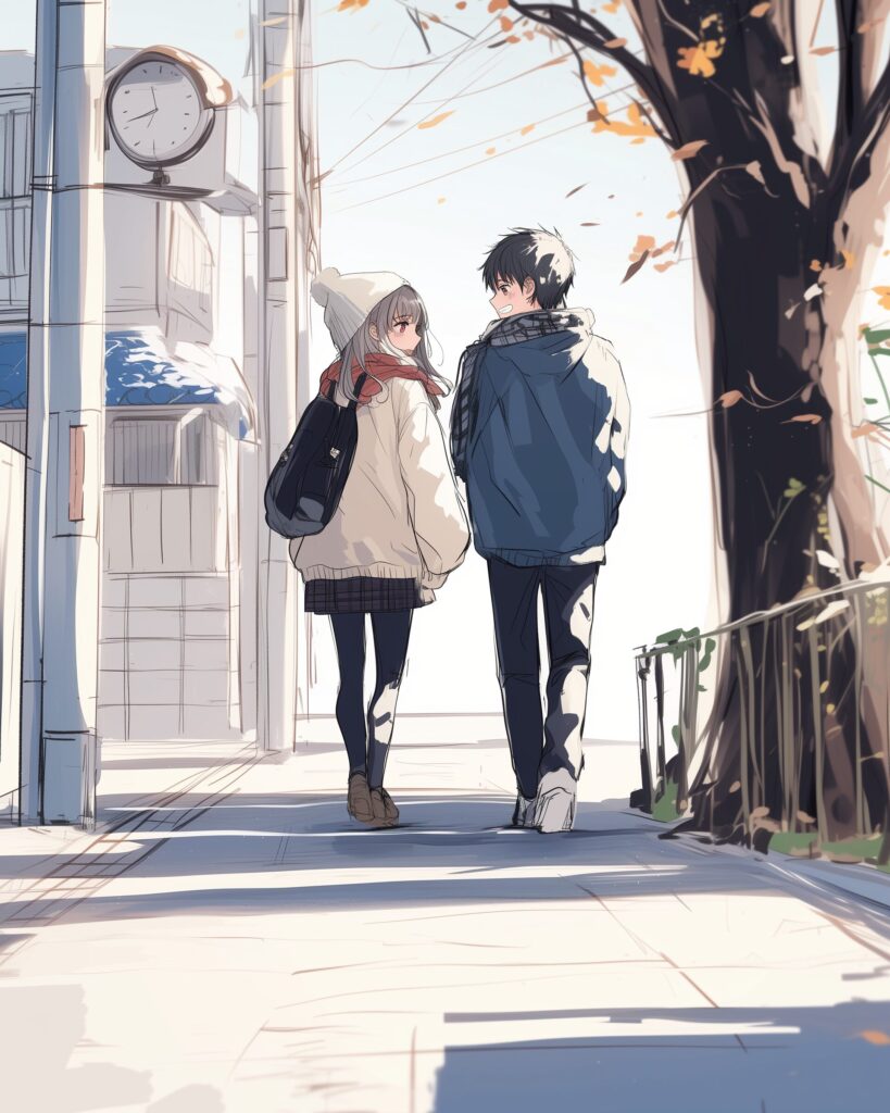 カップルの後ろ姿０