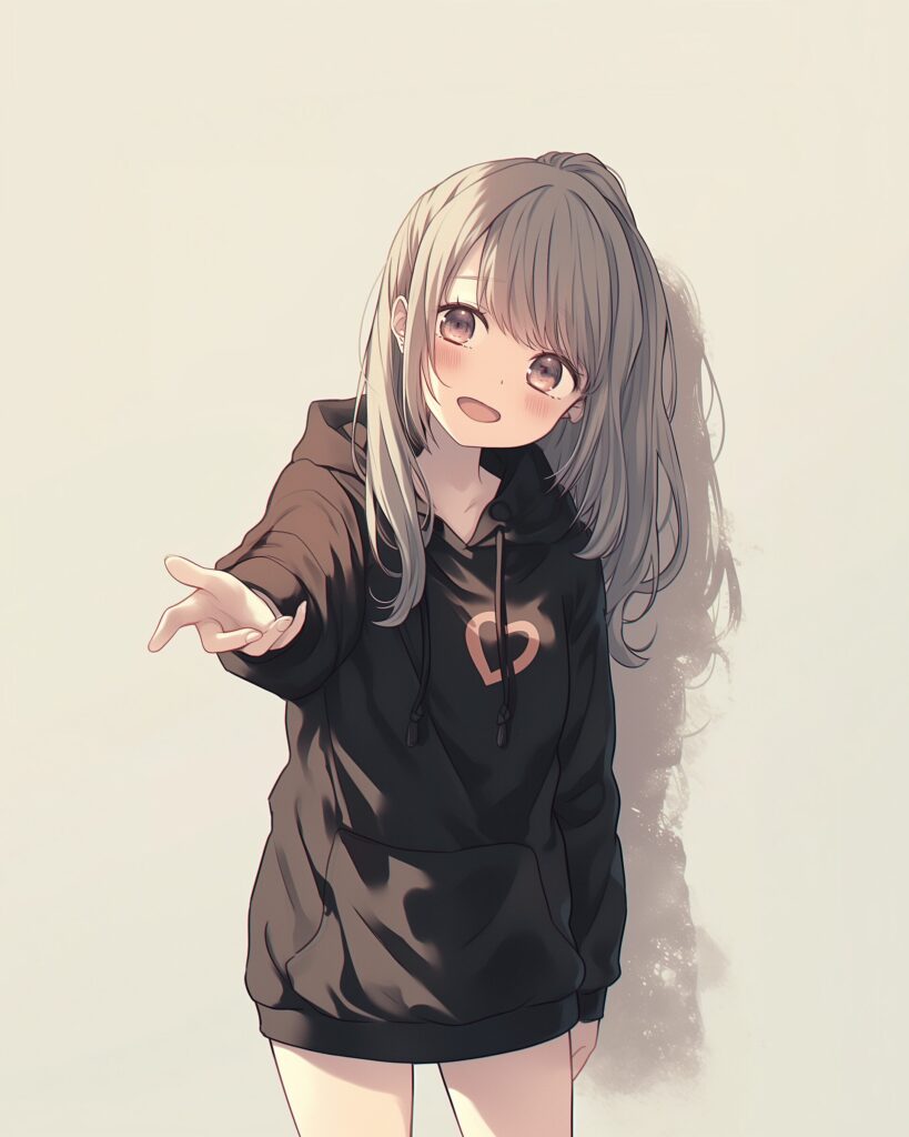 黒パーカー女子０