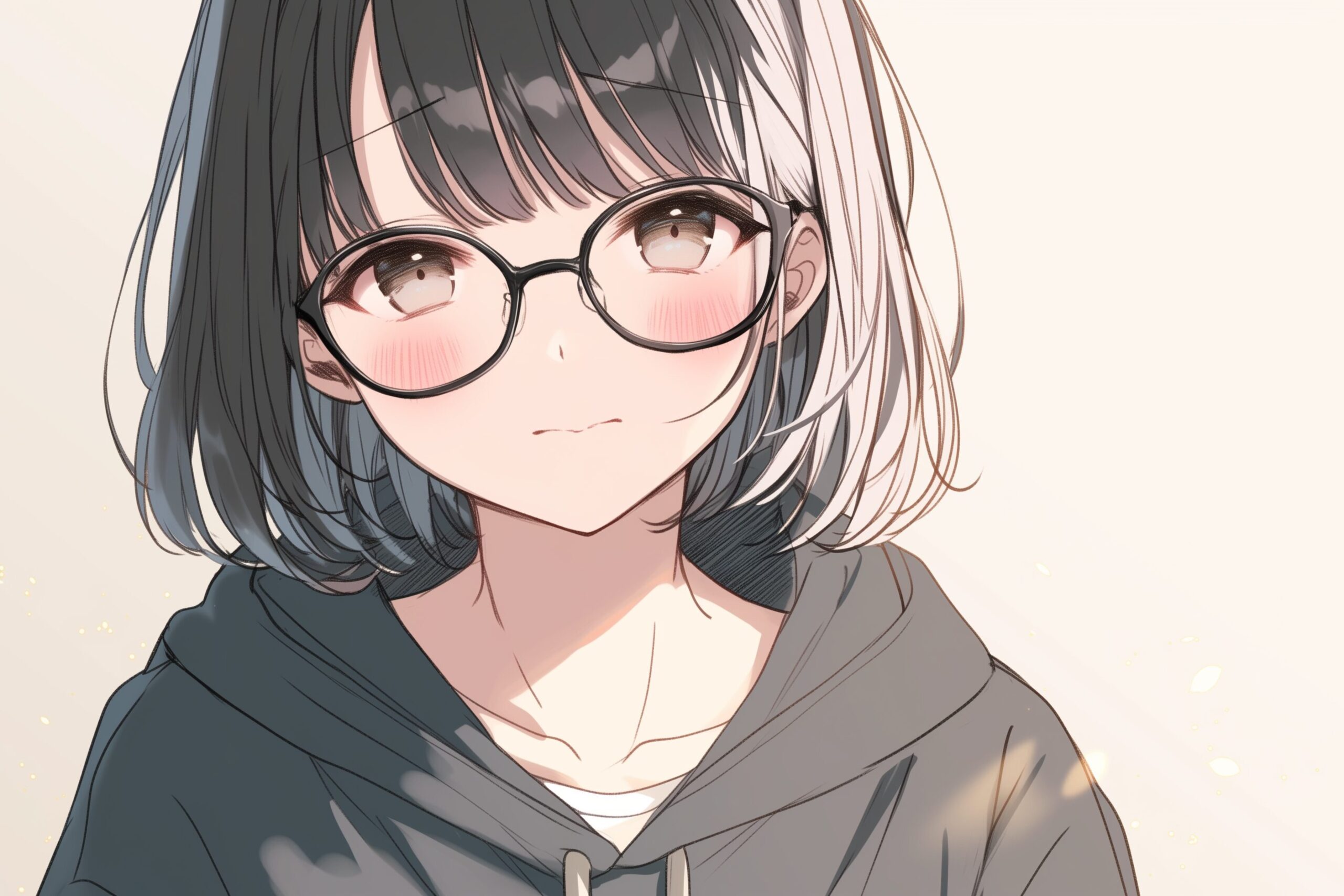 黒髪パッツンめがね女子0