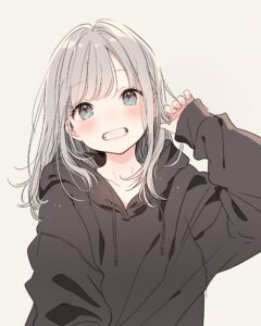 黒パーカー女子０
