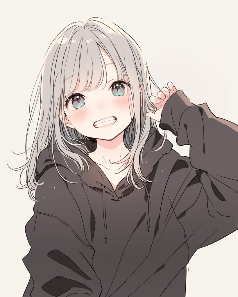 黒パーカー女子０
