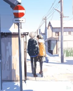 カップルの後ろ姿０