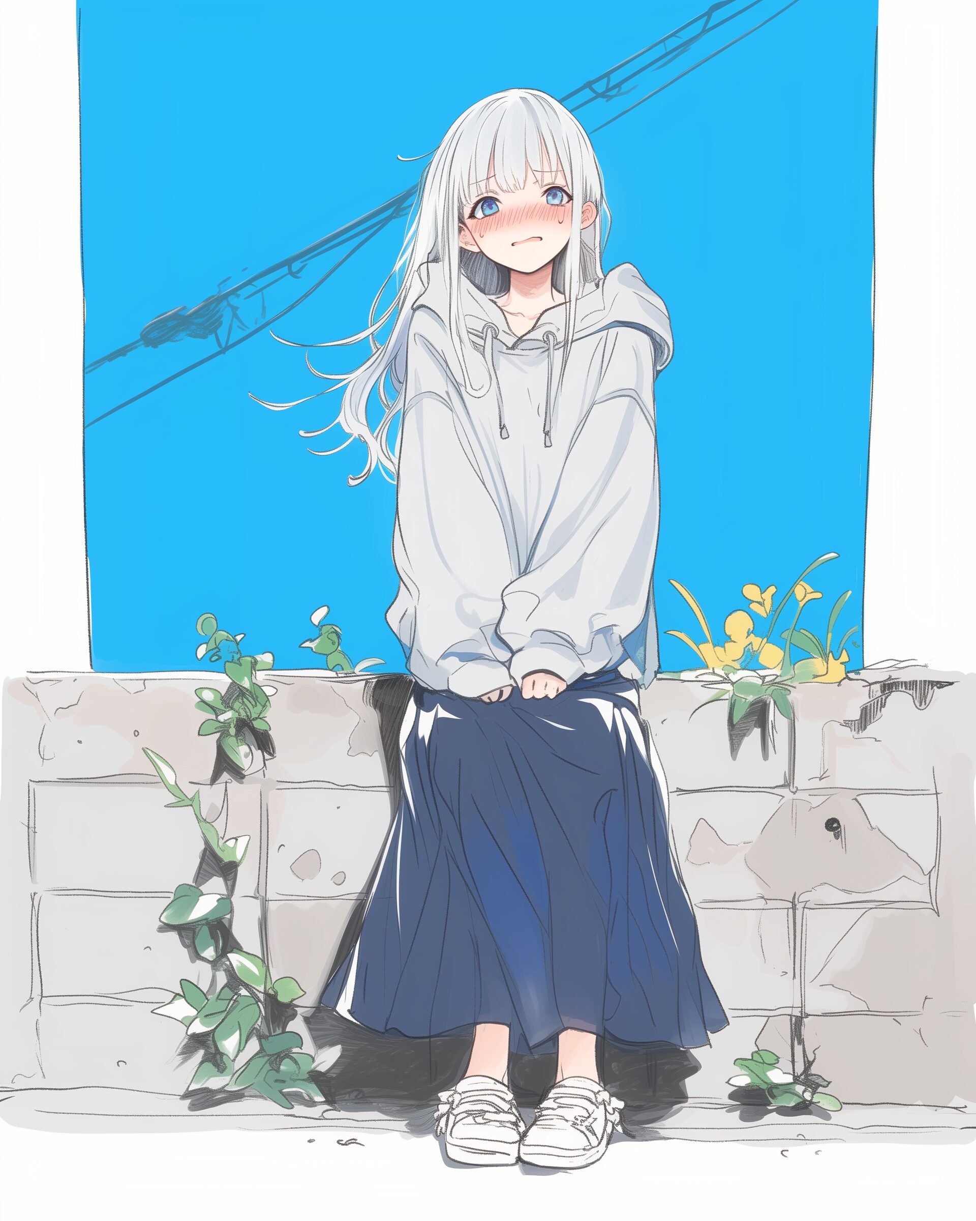 銀髪恥ずかしがり女子０