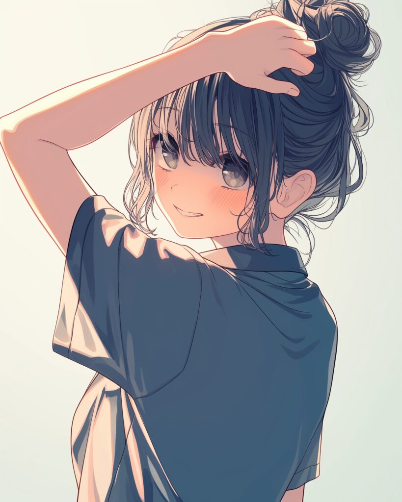 お団子ヘア女子０