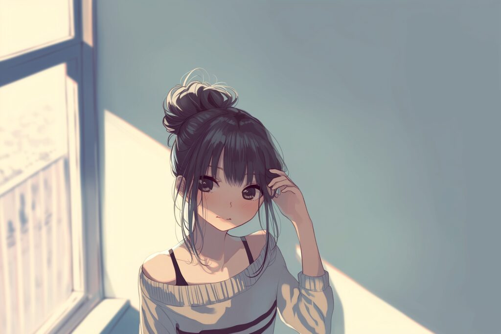 お団子ヘア女子０