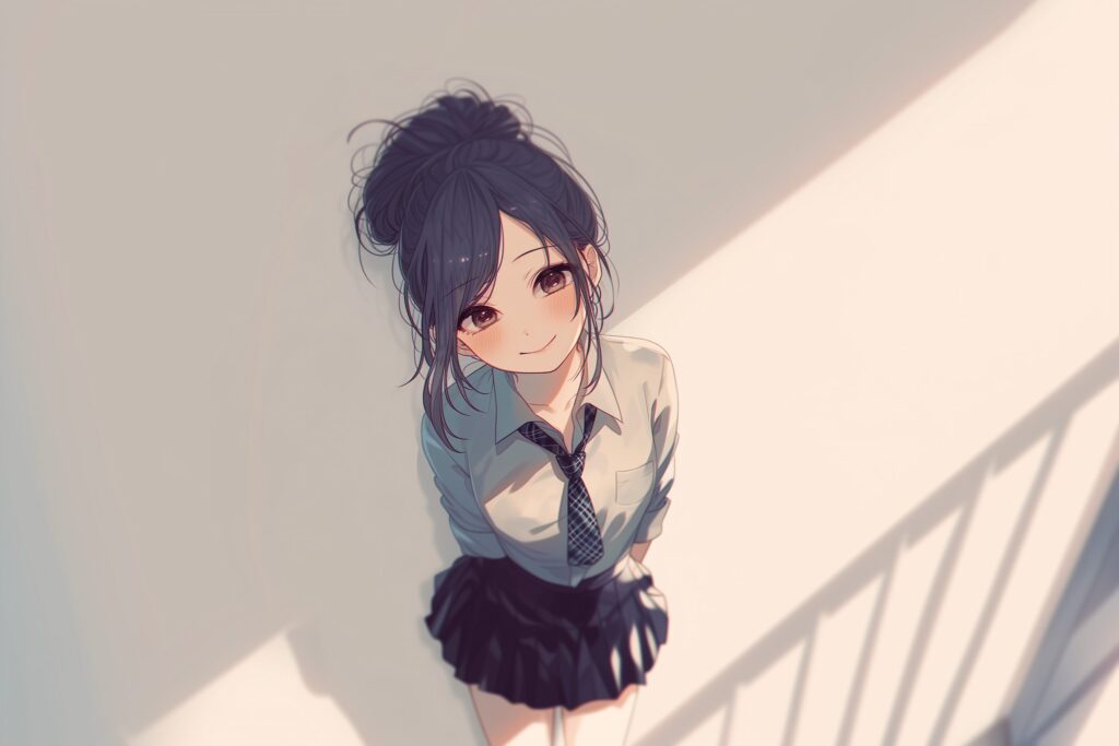 お団子ヘア女子０