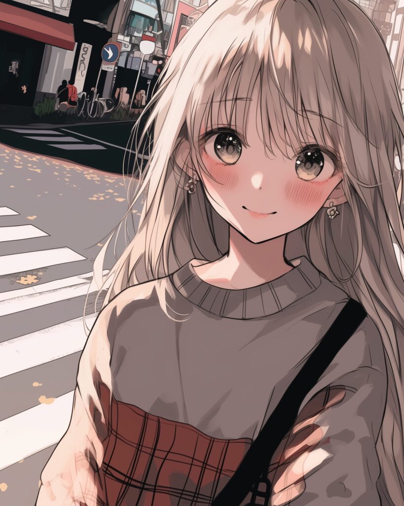 笑顔の銀髪女子０