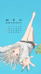 銀髪寝転び女子０