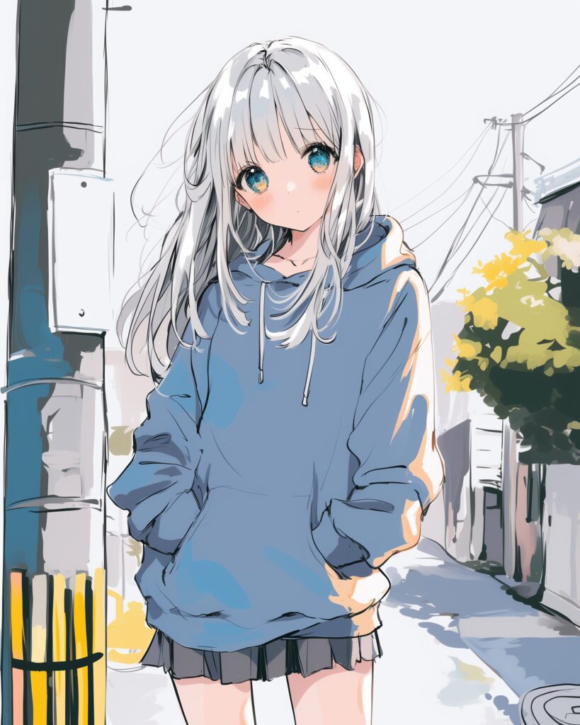 銀髪恥ずかしがり女子０