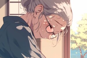 涙を流すおばあちゃん０