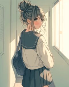 お団子ヘア女子０