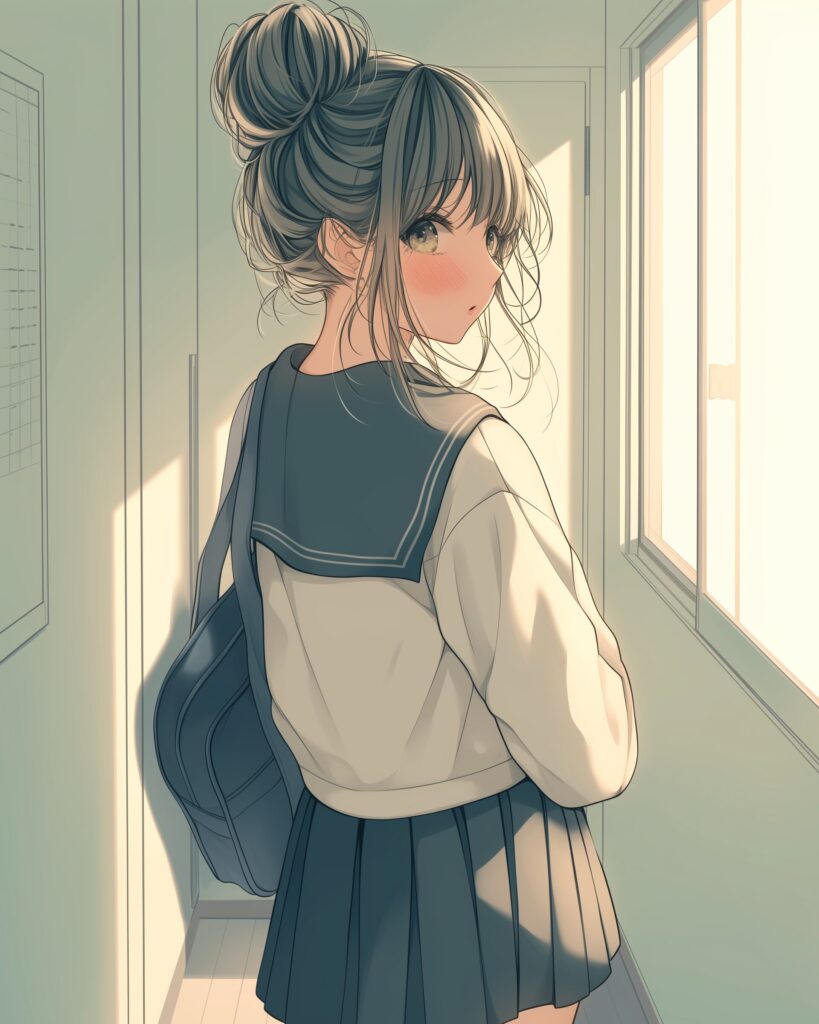 お団子ヘア女子０