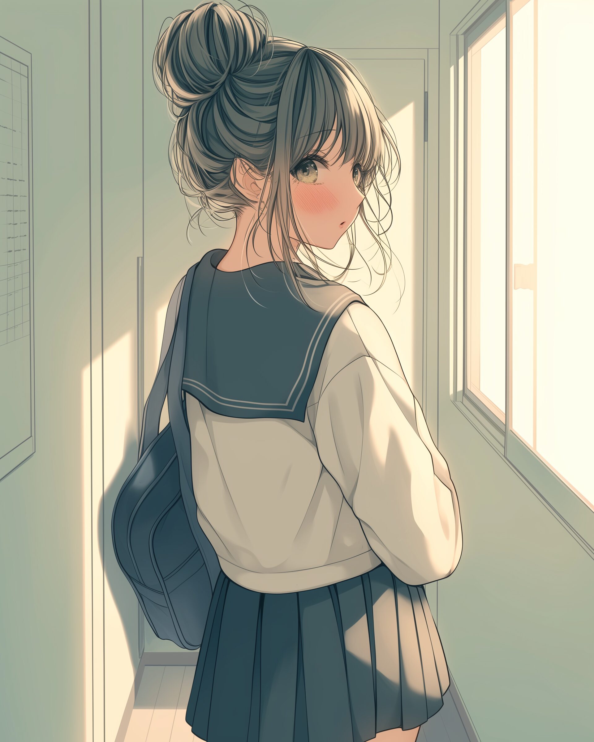 お団子ヘア女子0
