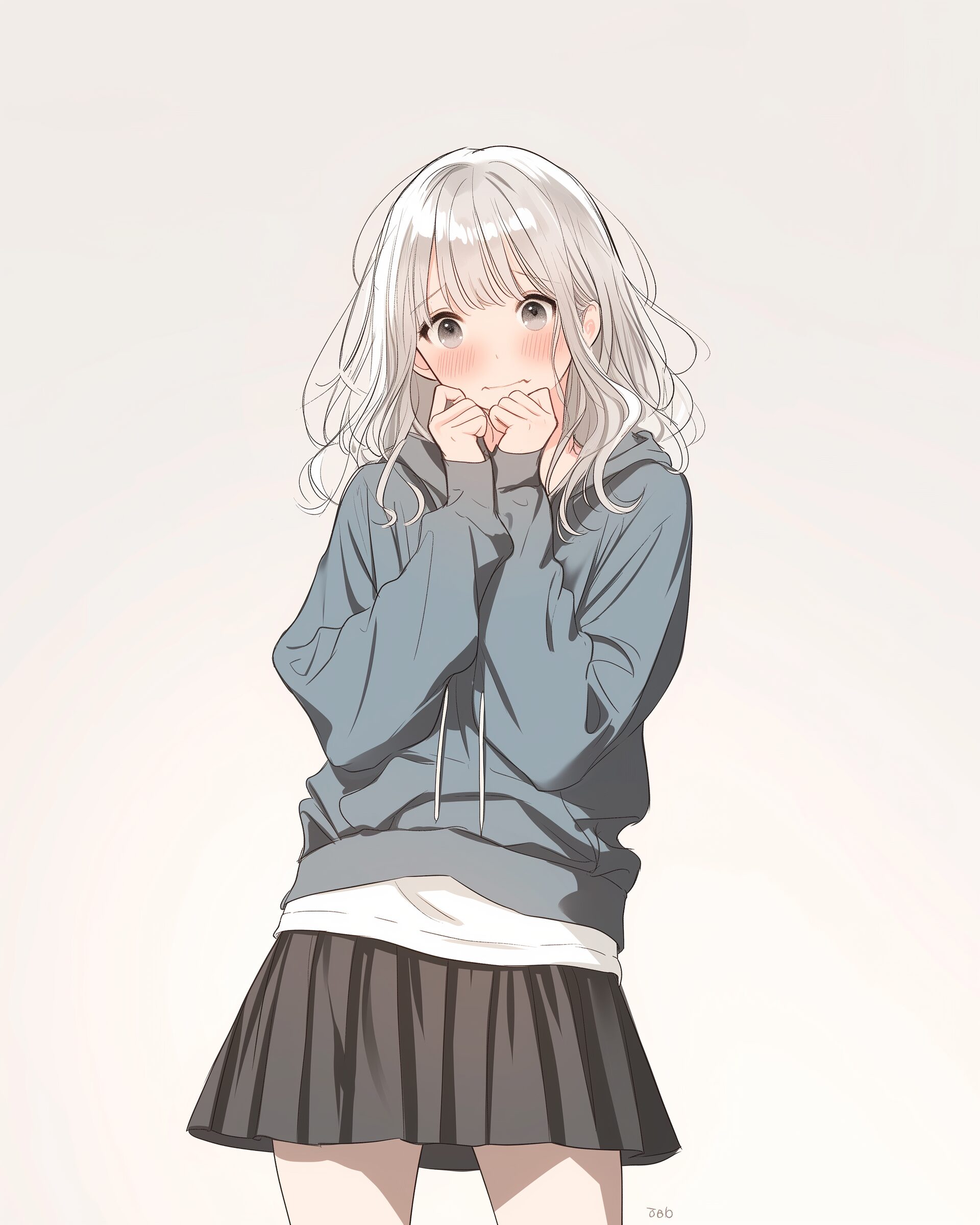 銀髪恥ずかしがり女子０