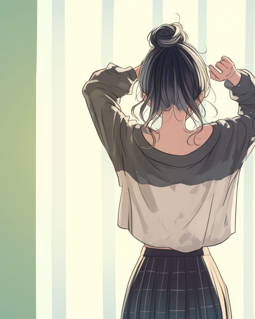お団子ヘア女子０
