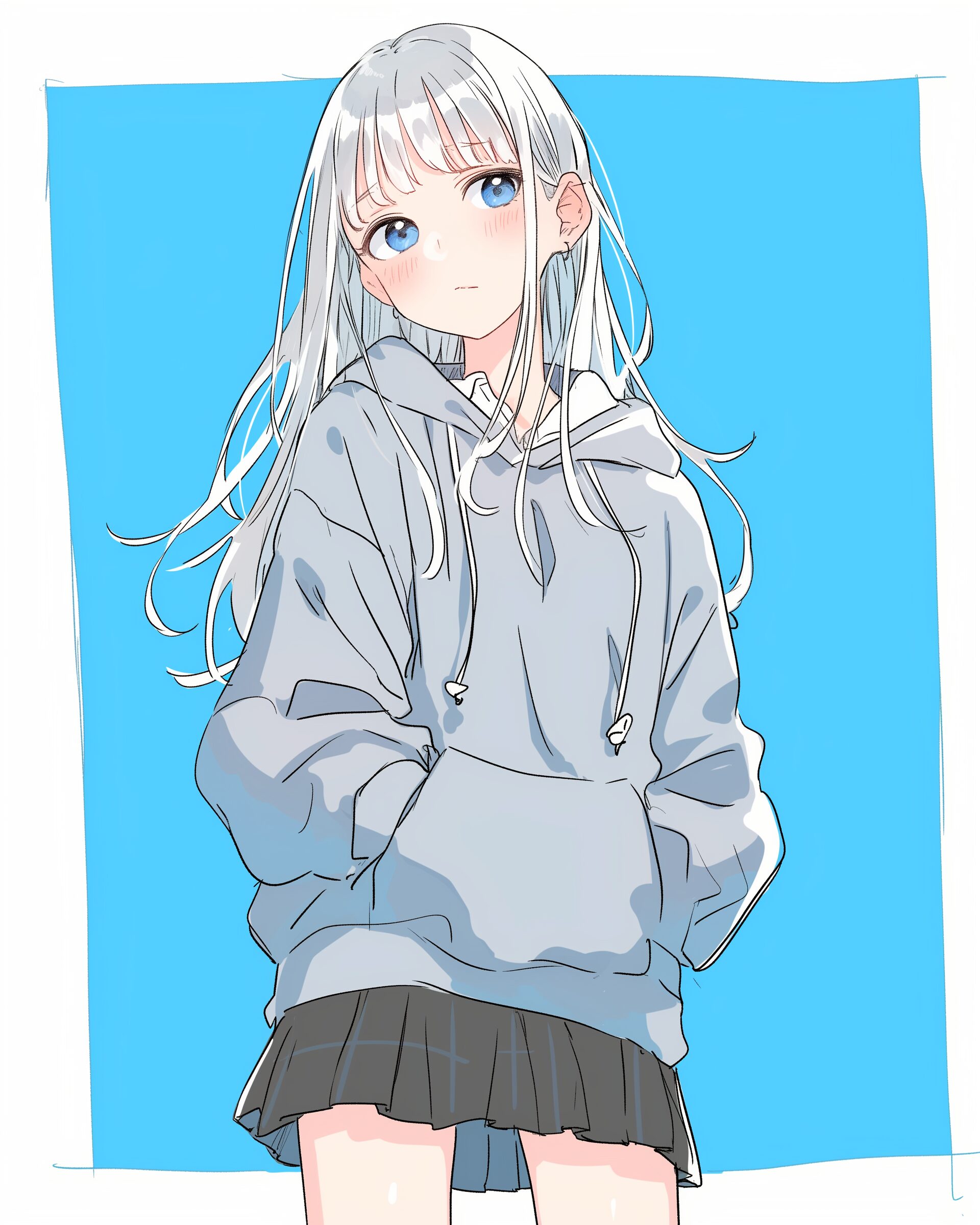 銀髪恥ずかしがり女子0