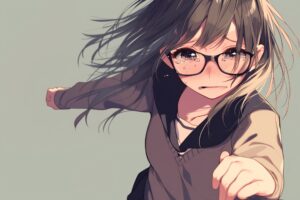 泣いて走るメガネ女子０