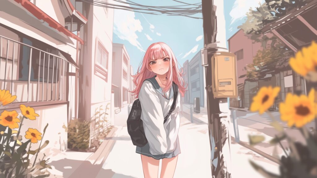 ピンク髪の女の子０