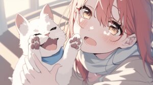白猫とピンク髪女子０