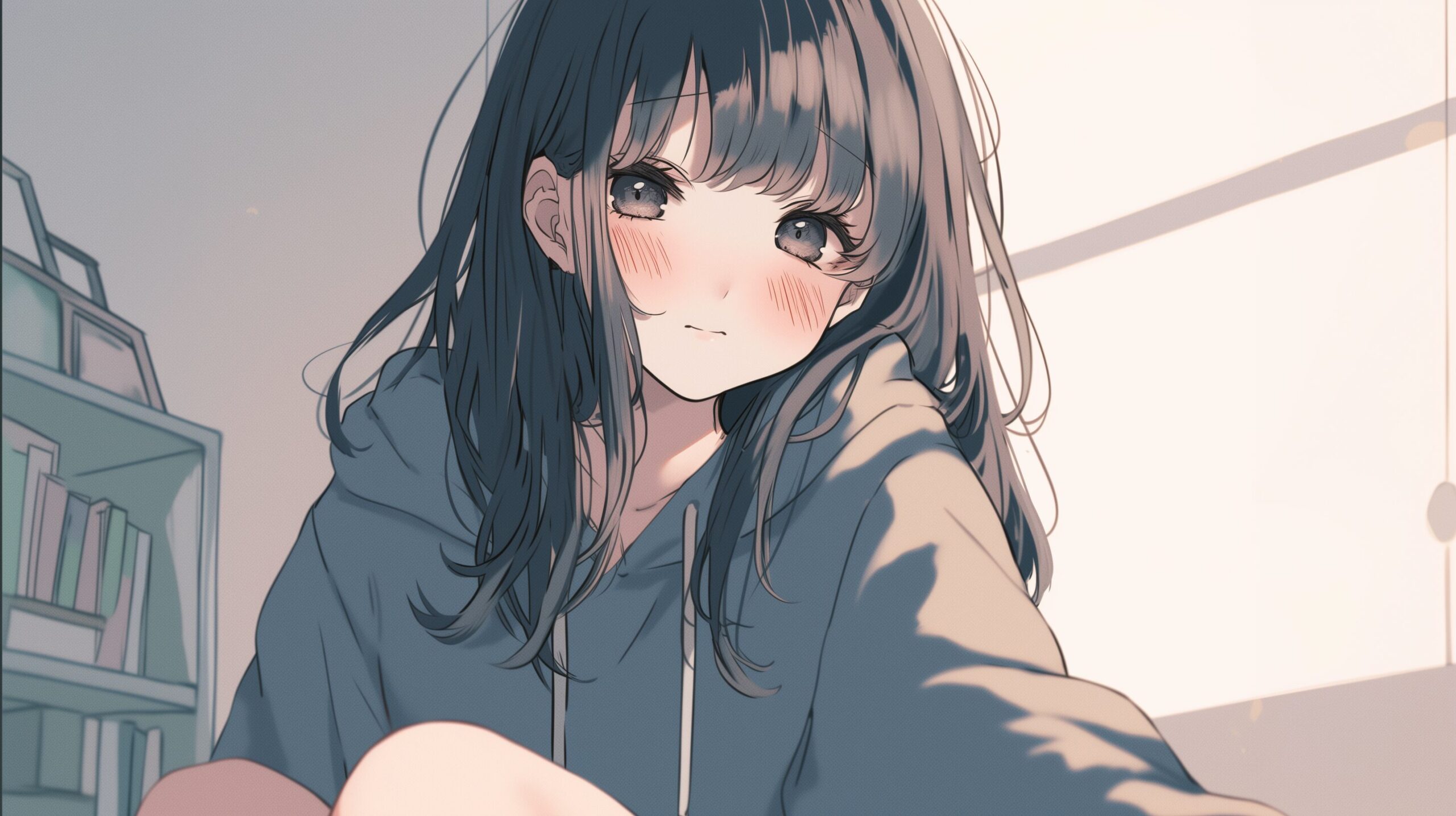 黒髪パーカー女子0
