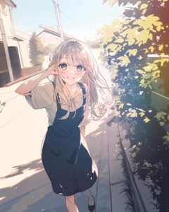 笑顔の金髪女子０