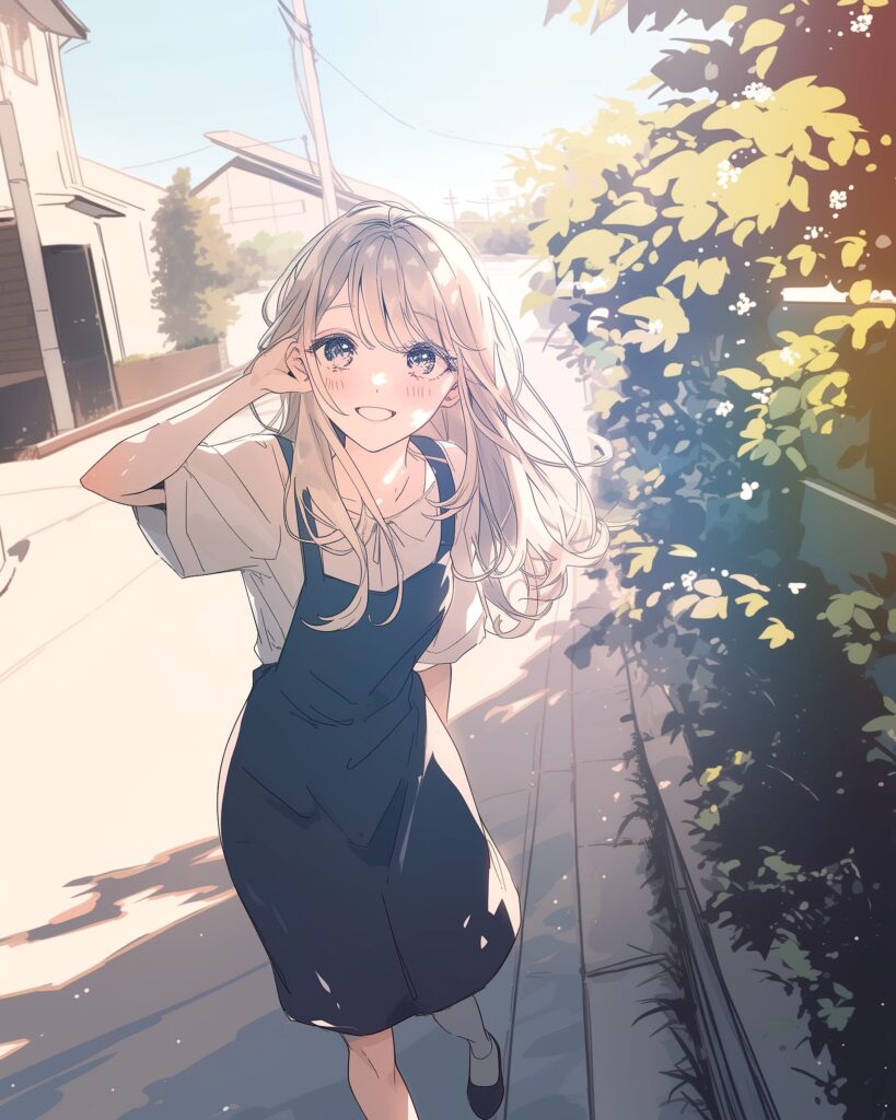 笑顔の金髪女子０