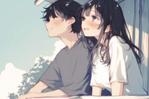 景色を眺めるカップル０