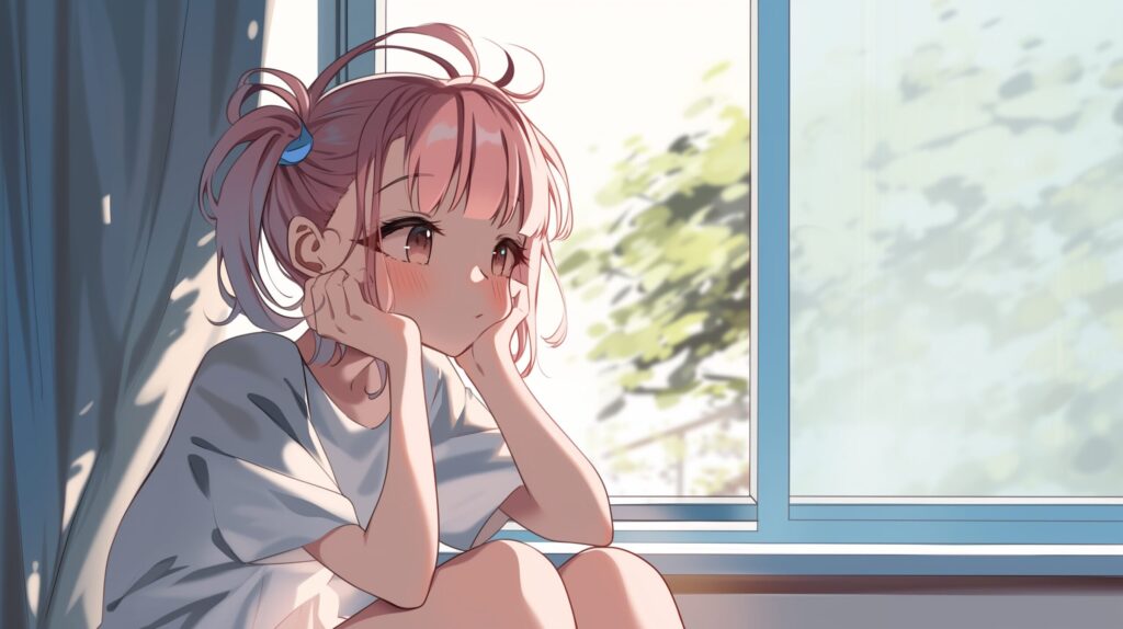 ピンク髪の女の子０