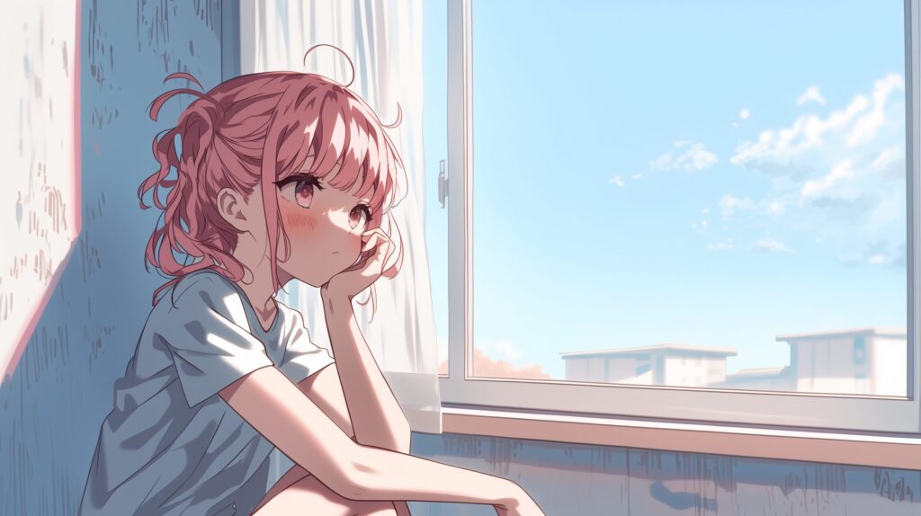 ピンク髪の女の子０