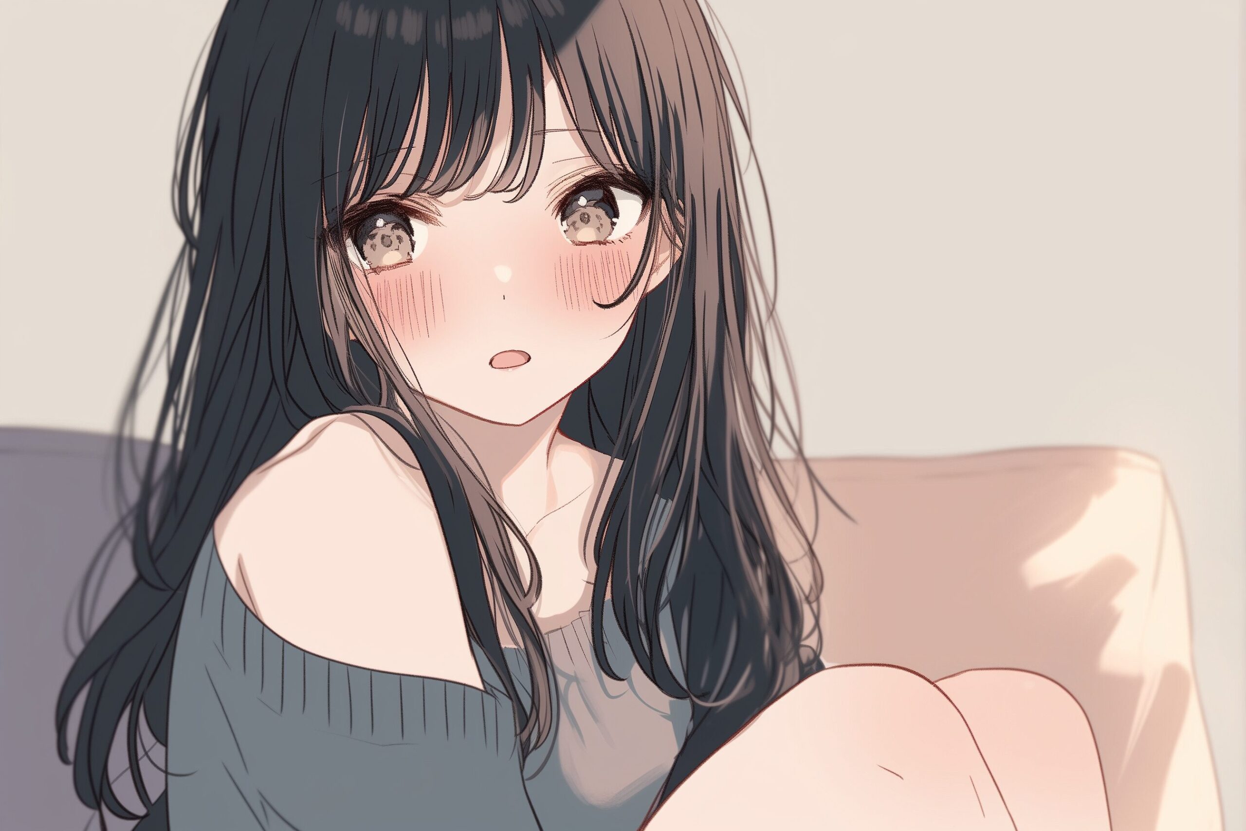 ソファに座る黒髪女子０