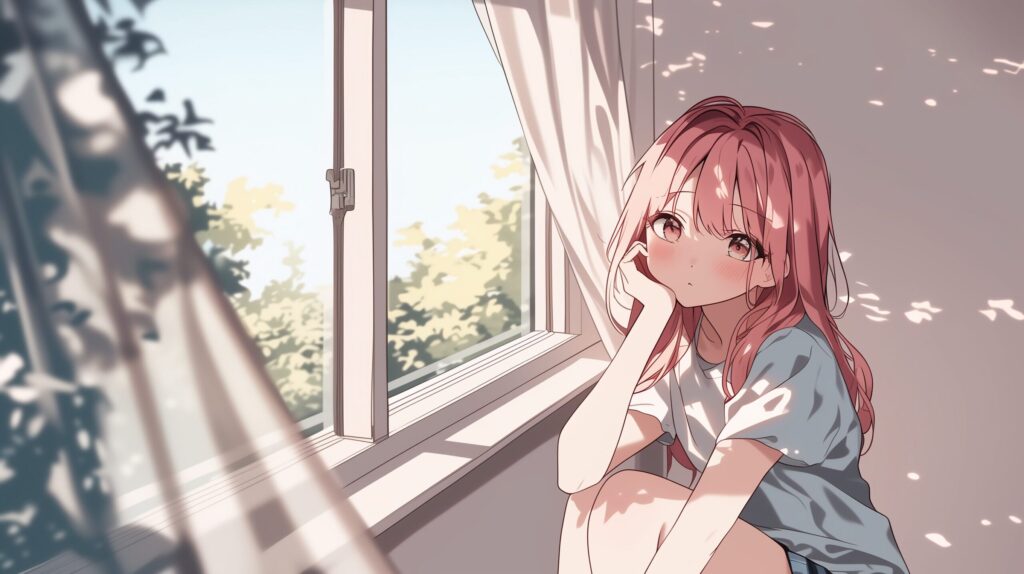 ピンク髪の女の子０