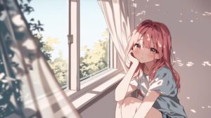 ピンク髪の女の子０