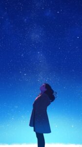 【壁紙サイズ】星空と女性０