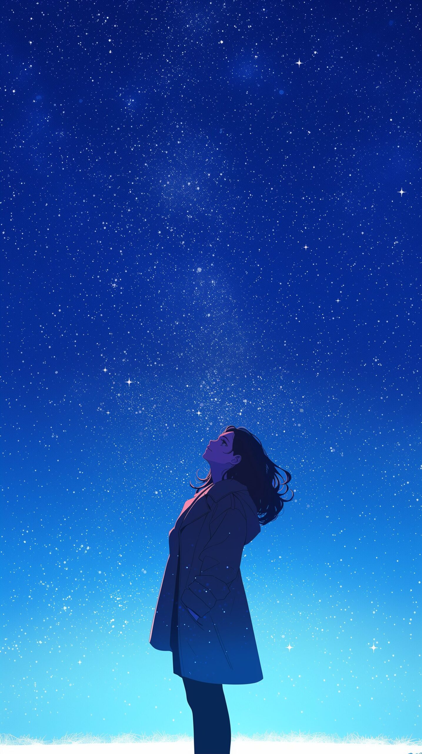 【壁紙サイズ】星空と女性0