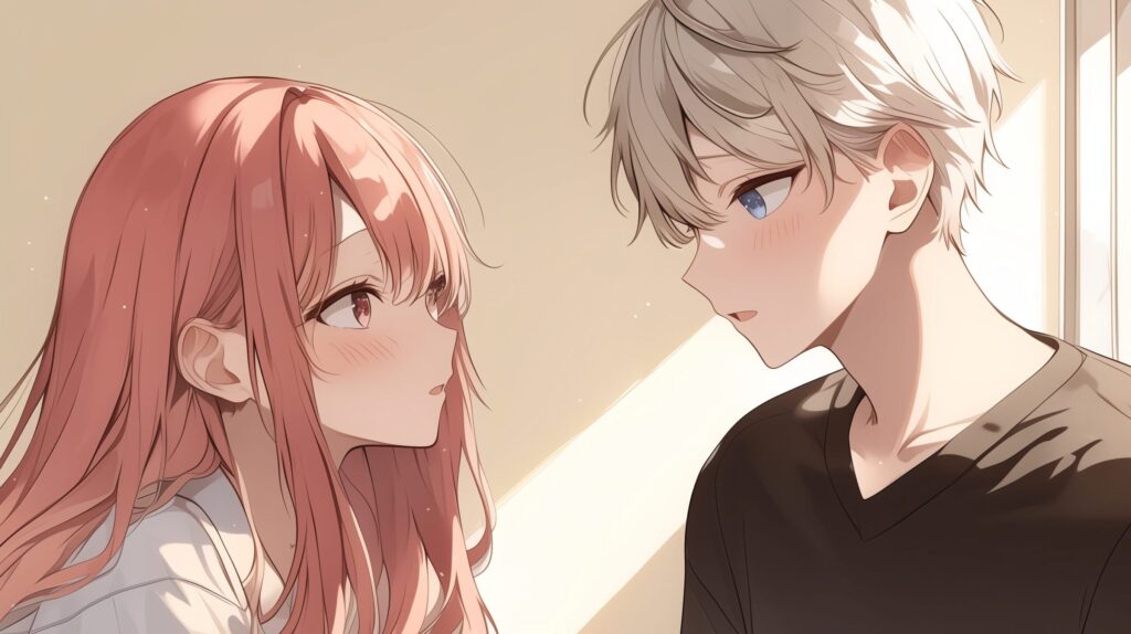 銀髪男子とピンク髪女子０