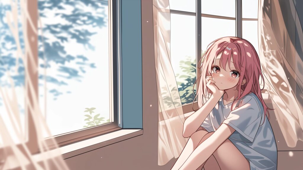 ピンク髪の女の子０