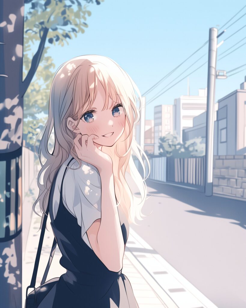 笑顔の金髪女子０