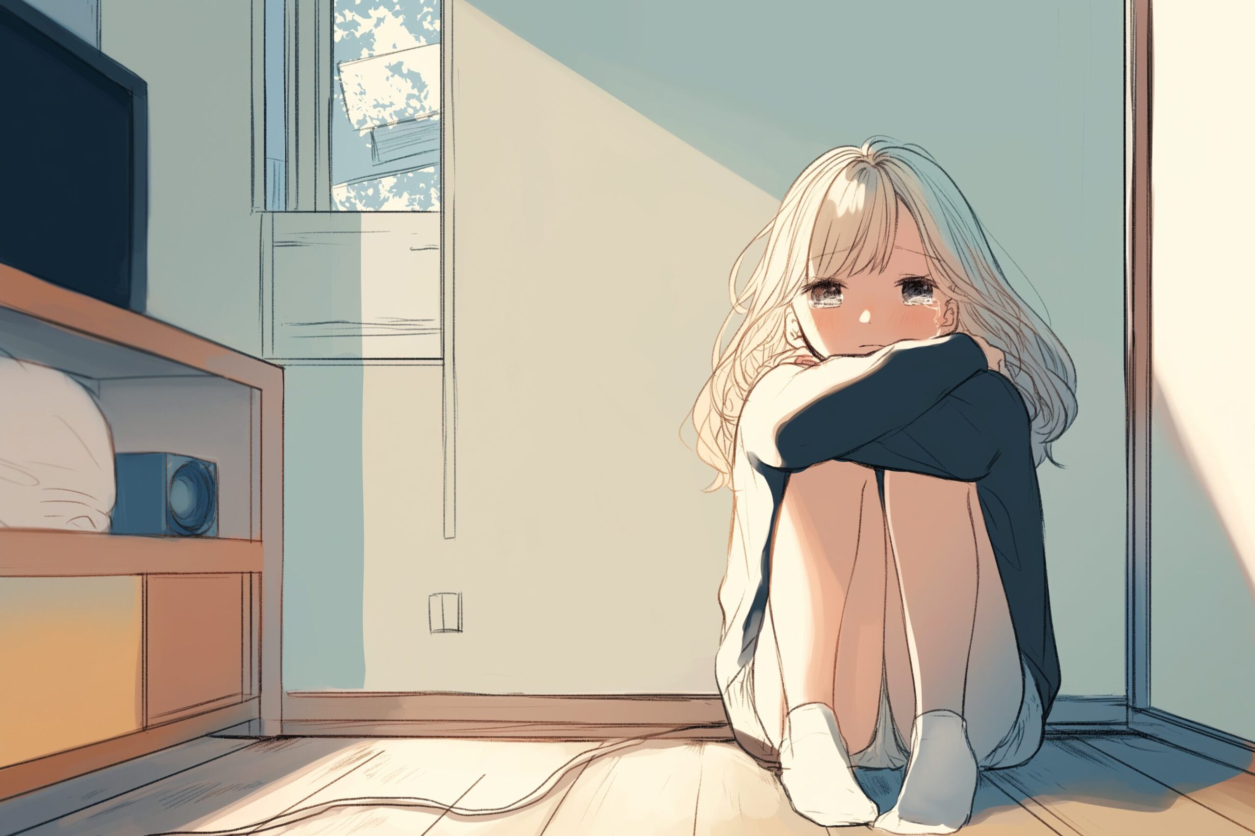 悲しい金髪女子０