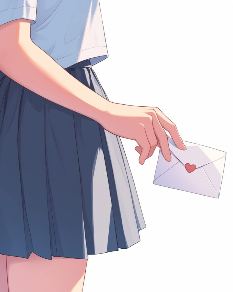 ラブレターを持った女子の手