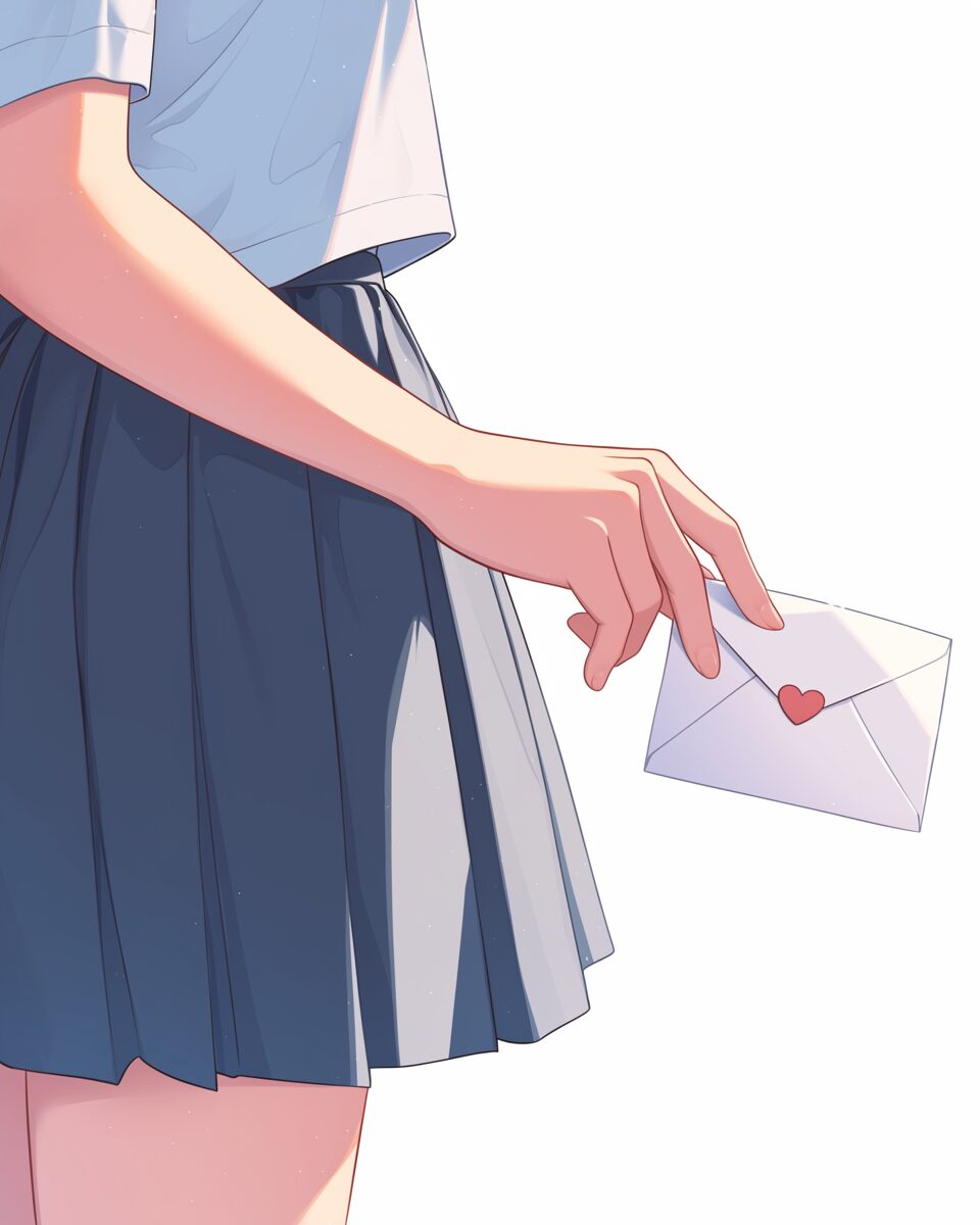ラブレターを持った女子の手