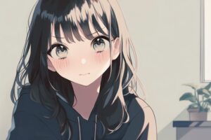 黒髪パーカー女子０